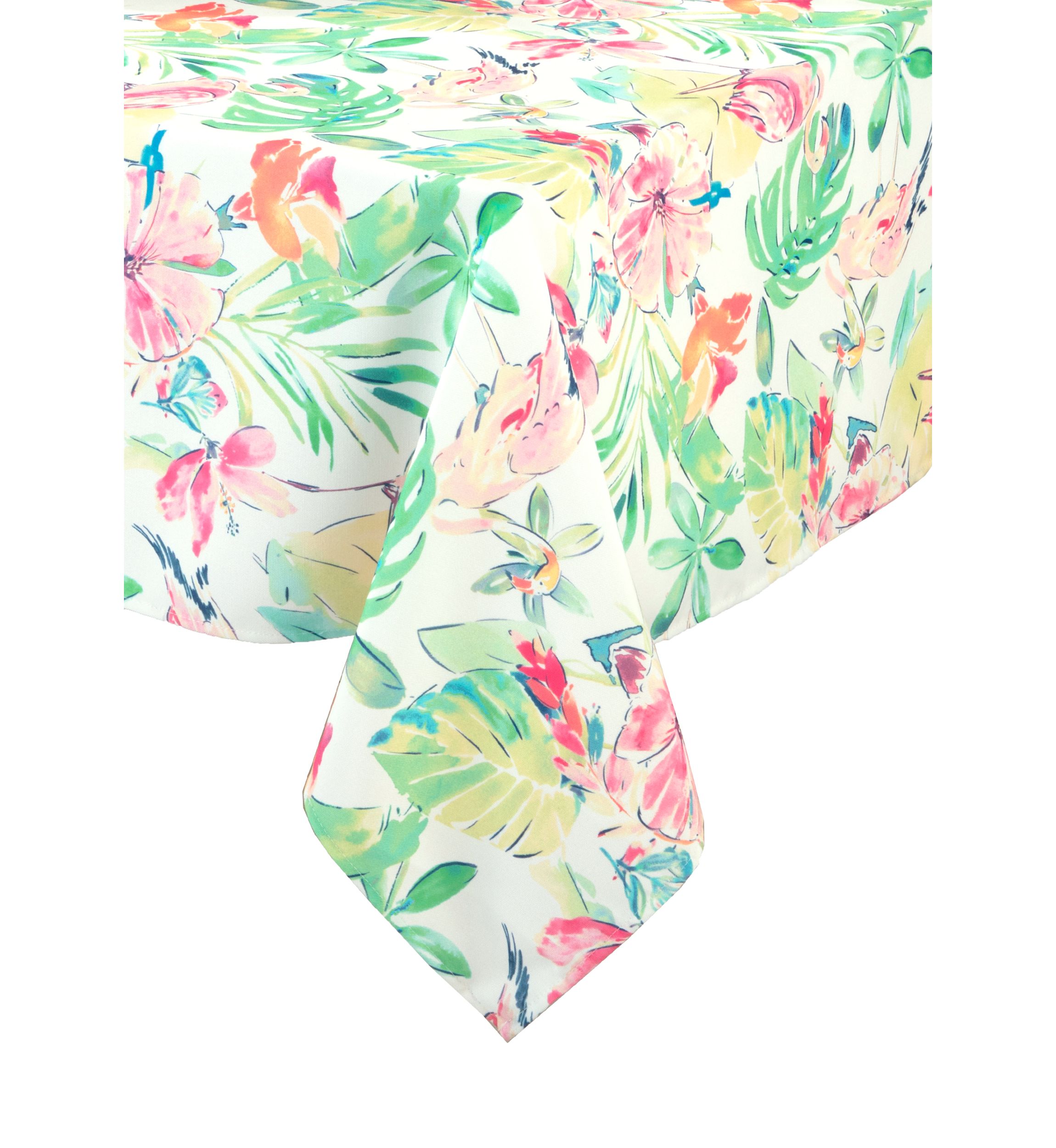 Flamingo Leaves Round Outdoor Tablecloth, 70"