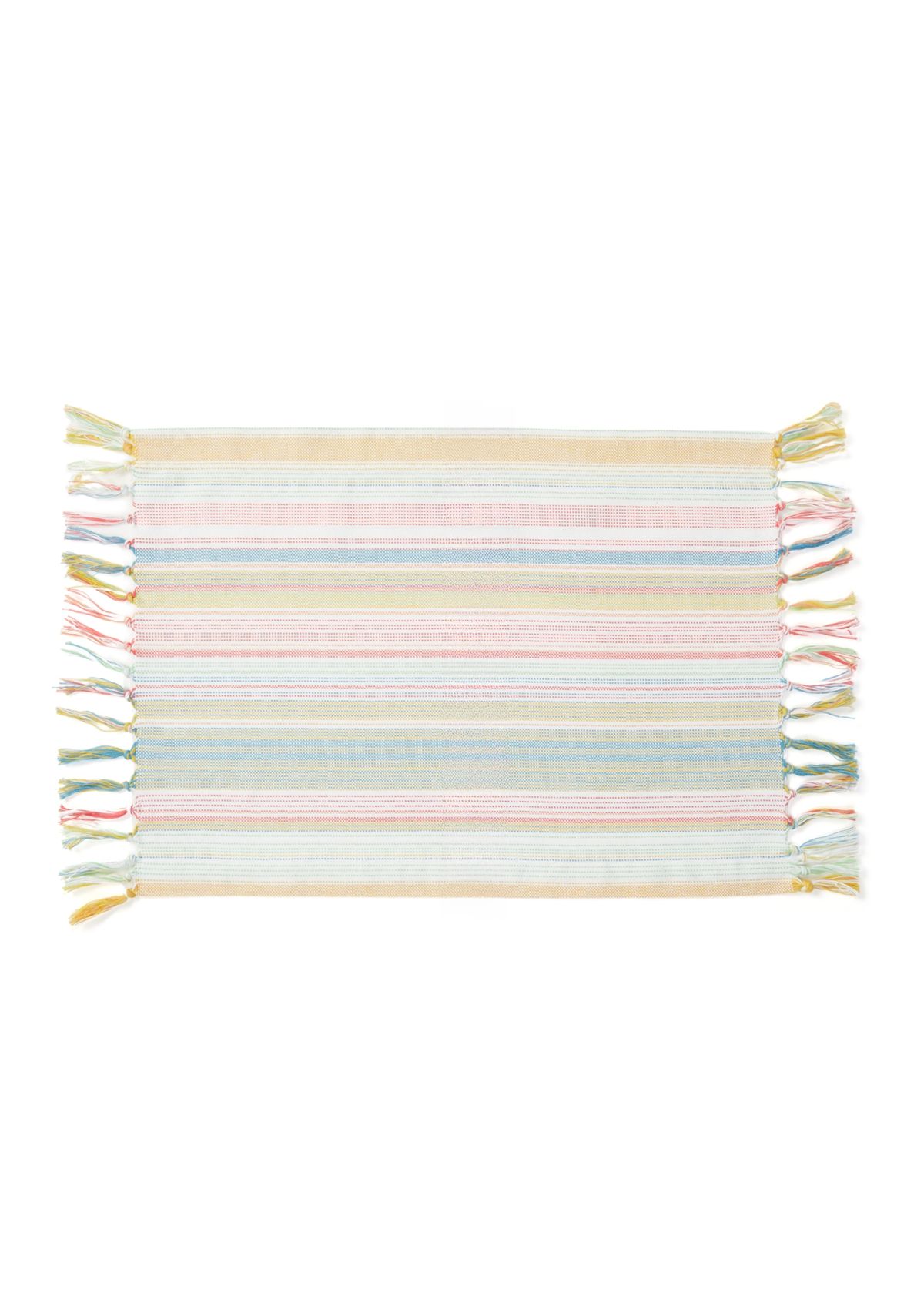 Arden Multi Stripe Woven Fringe Placemat 