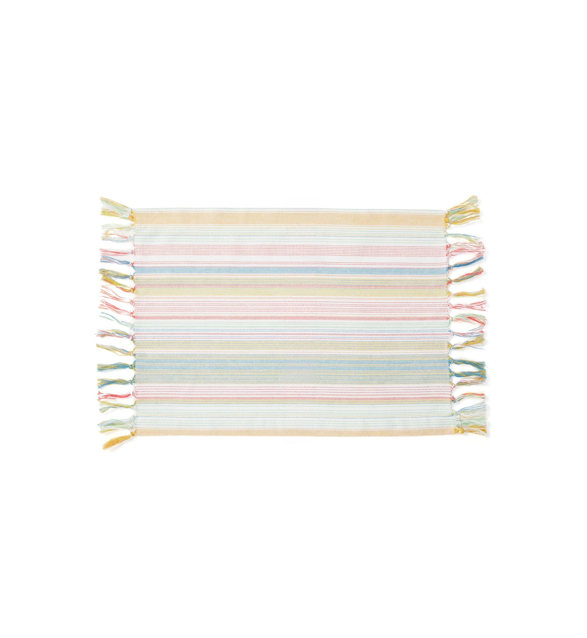Arden Multi Stripe Woven Fringe Placemat 