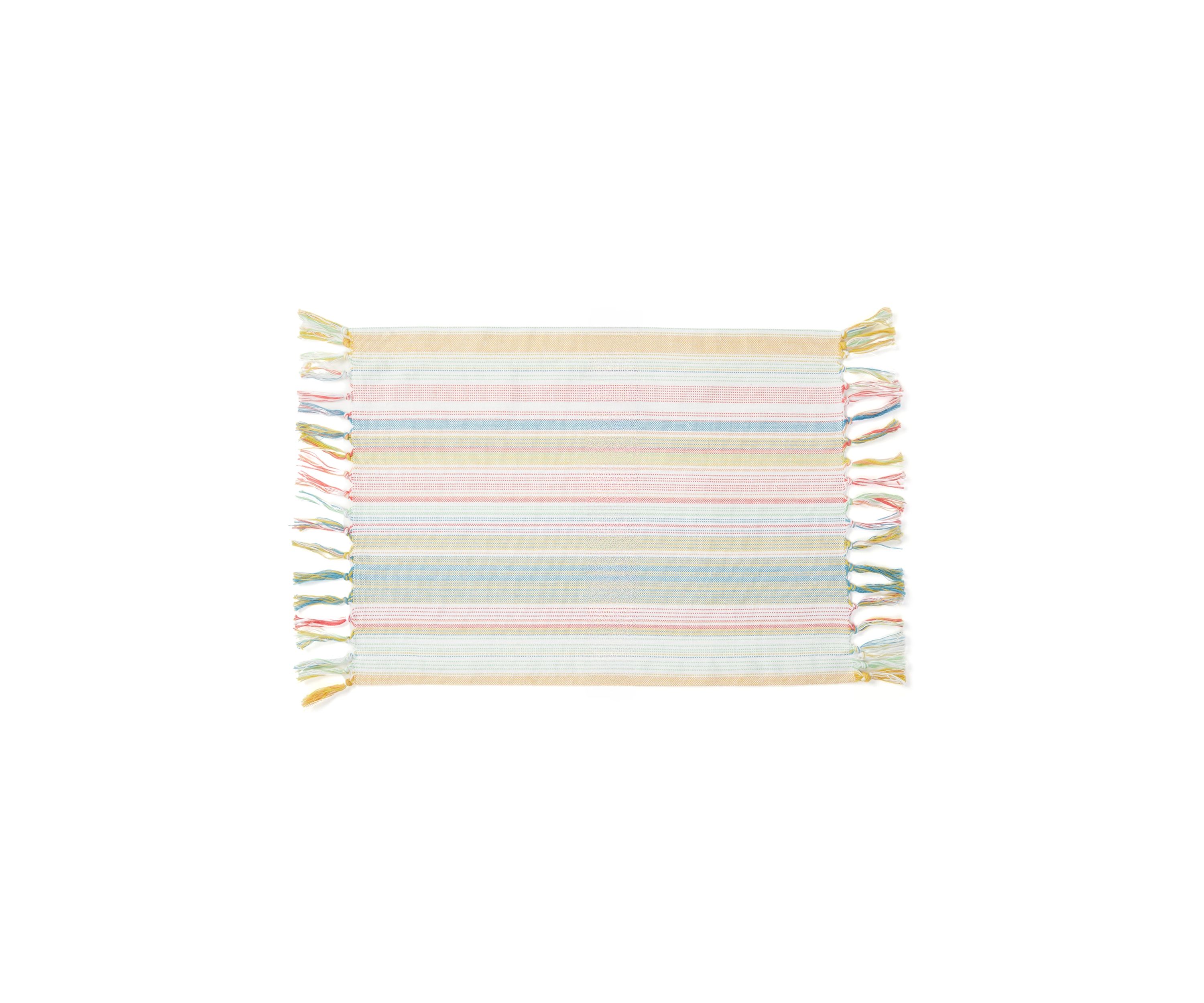 Arden Multi Stripe Woven Fringe Placemat 