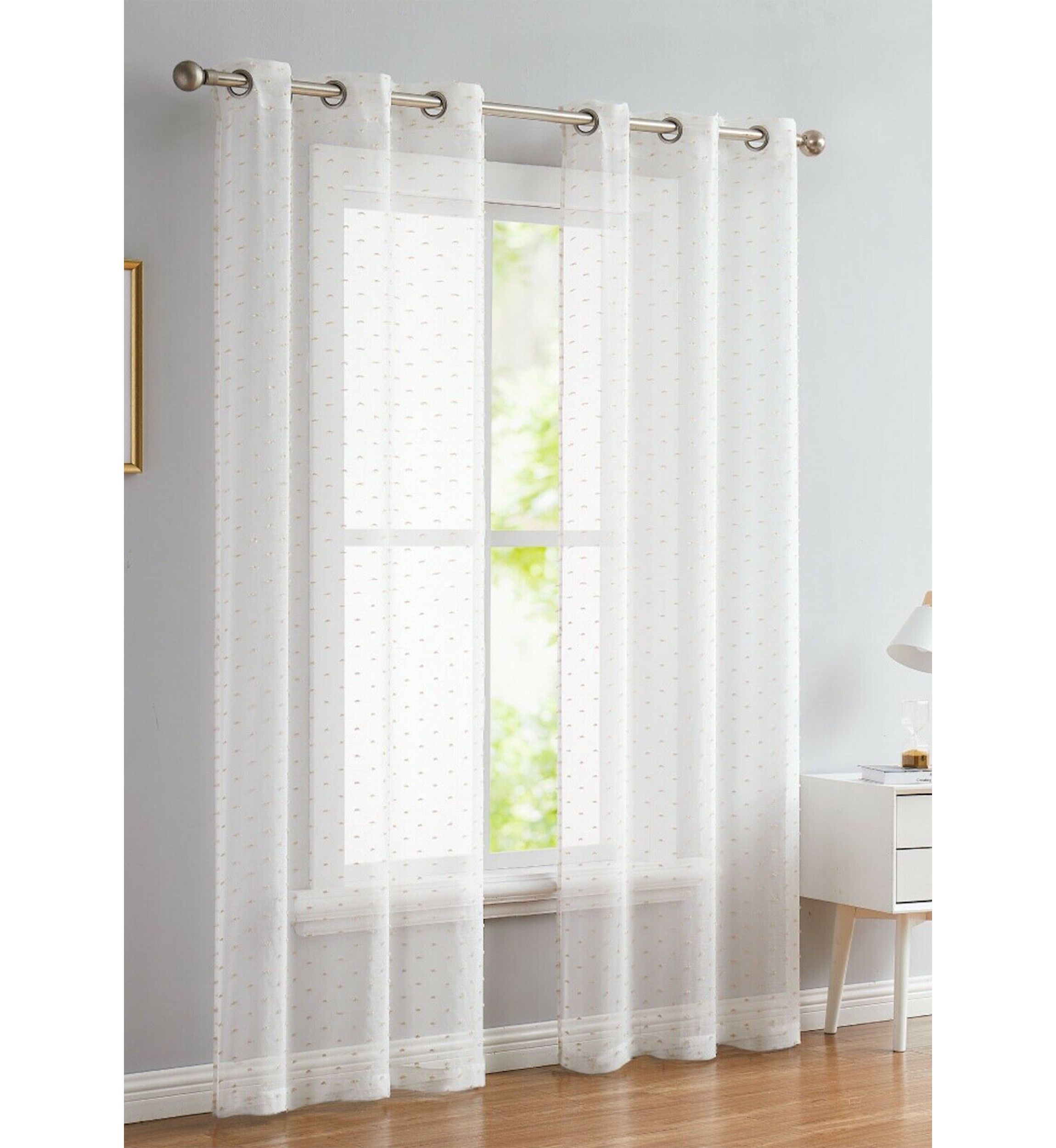 Sprinkles Embellished Lurex Ribbons Linen Look Light Filtering Window Panel Pair