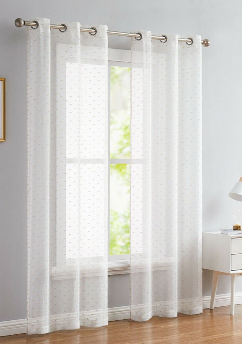 Sprinkles Embellished Lurex Ribbons Linen Look Light Filtering Window Panel Pair
