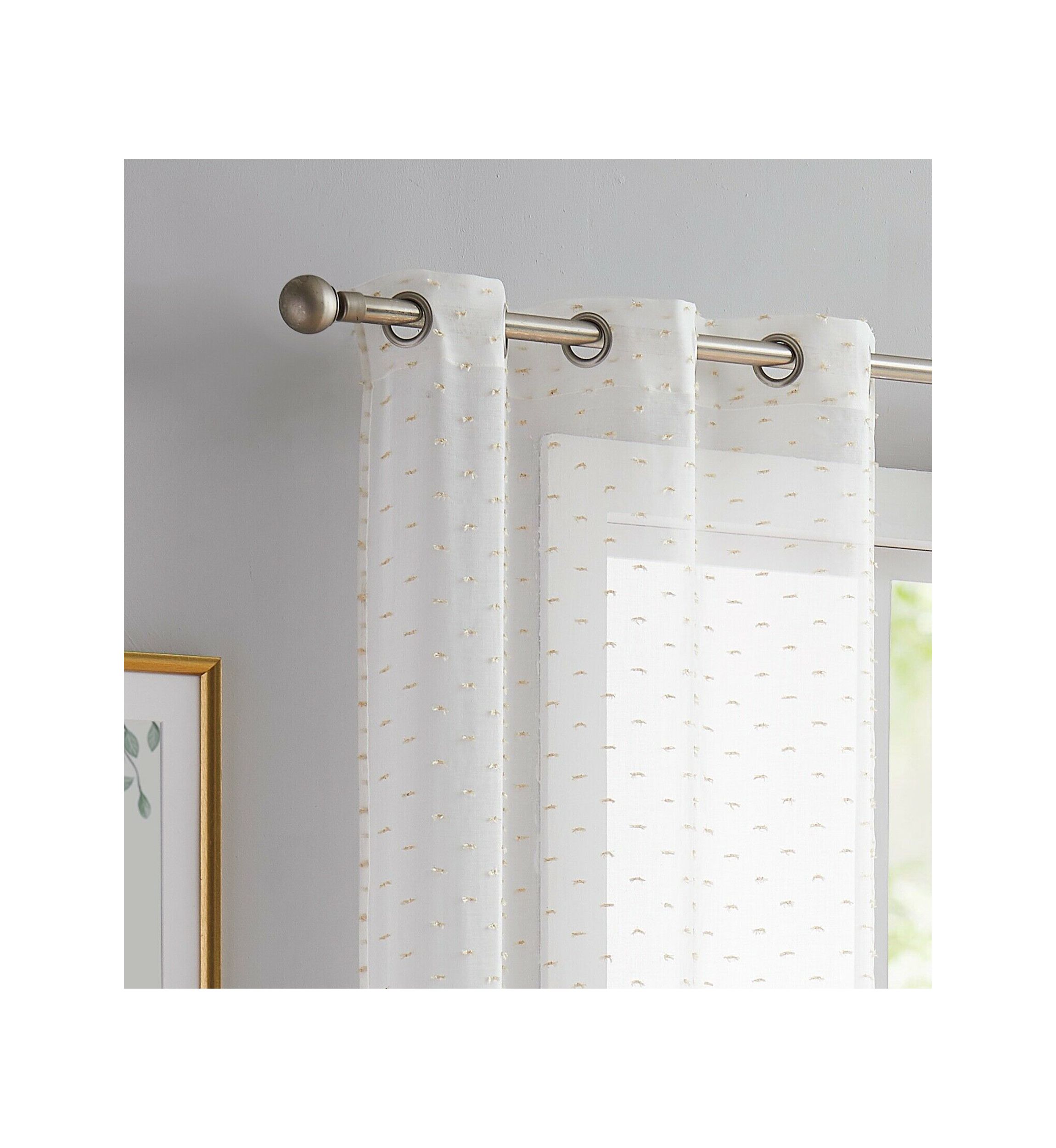 Sprinkles Embellished Lurex Ribbons Linen Look Light Filtering Window Panel Pair