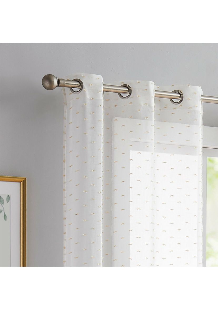 Sprinkles Embellished Lurex Ribbons Linen Look Light Filtering Window Panel Pair