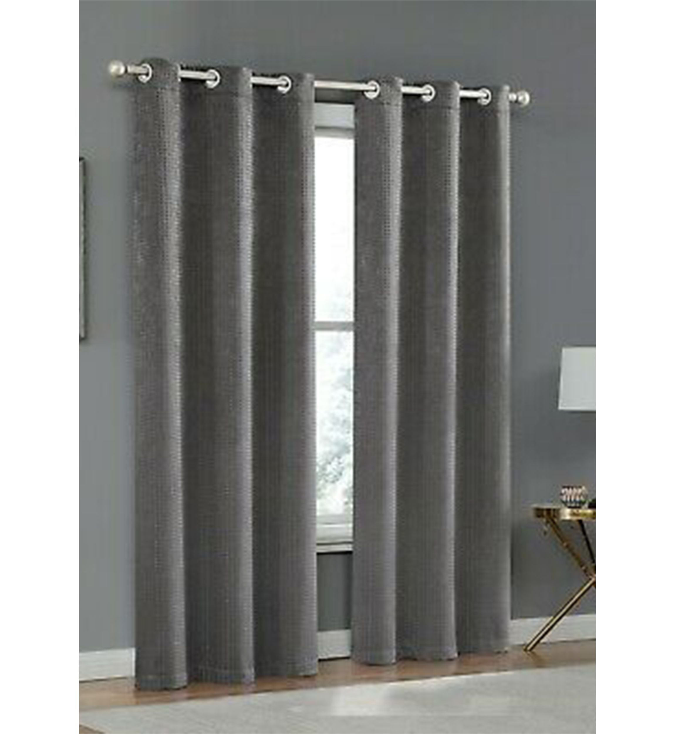 Times Square Woven Basketweave Blackout Thermal Insulated Window Panel Pair