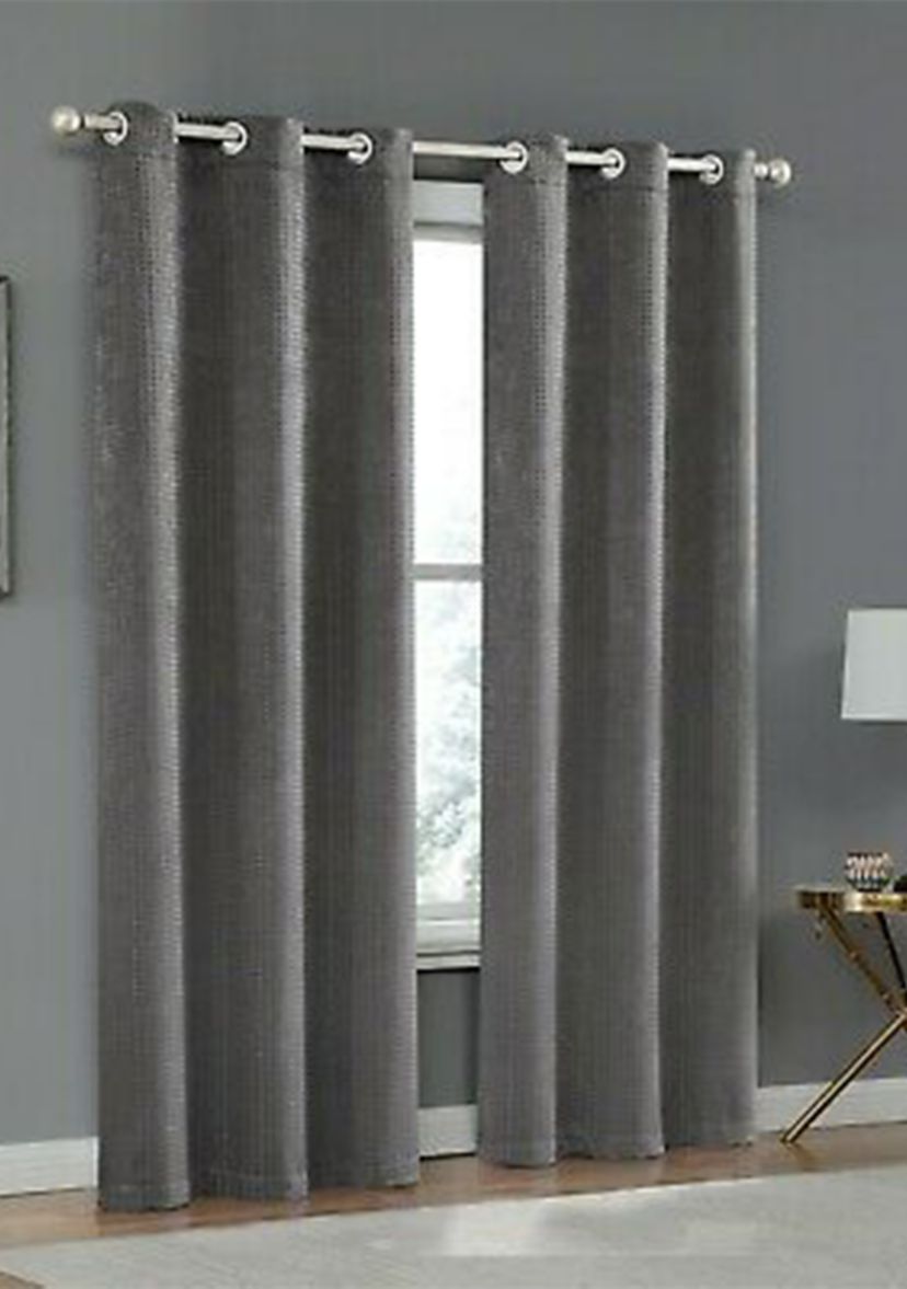 Times Square Woven Basketweave Blackout Thermal Insulated Window Panel Pair
