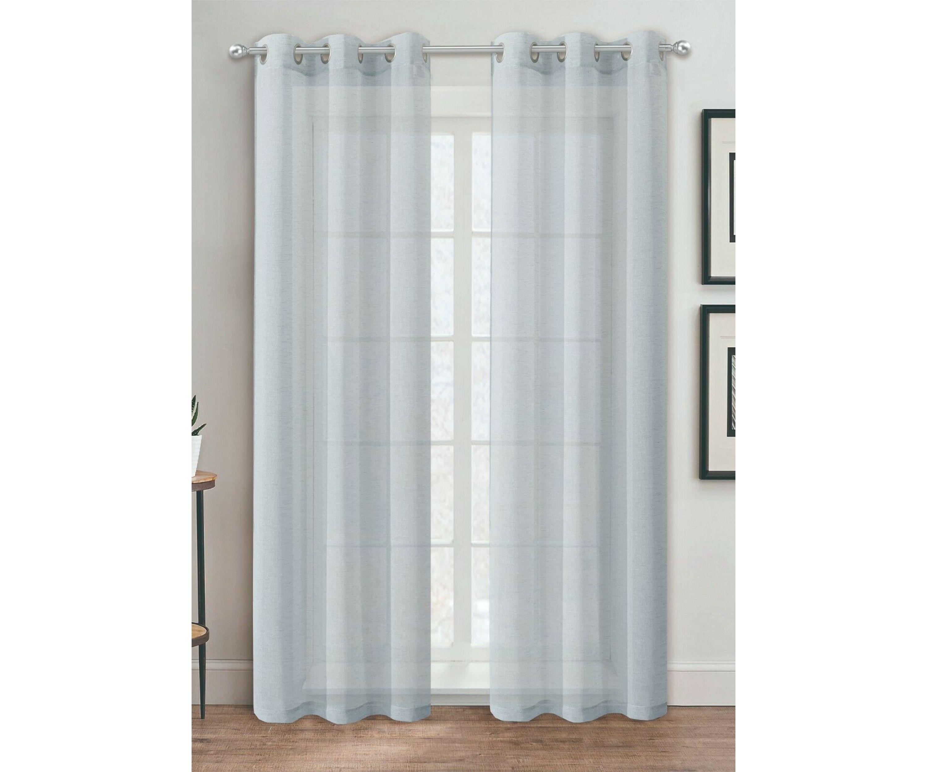 Hannah Semi-Sheer Striped Weave Linen Look Light Filtering Window Panel Pair