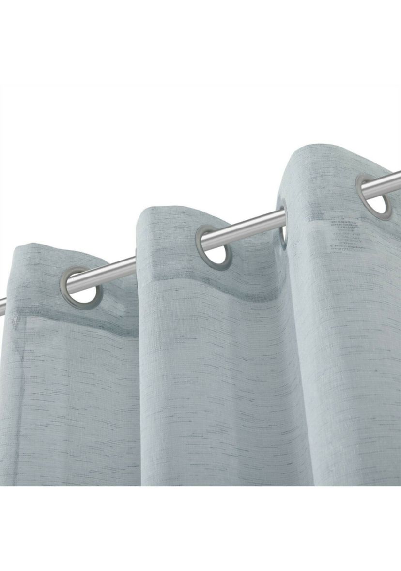 Hannah Semi-Sheer Striped Weave Linen Look Light Filtering Window Panel Pair