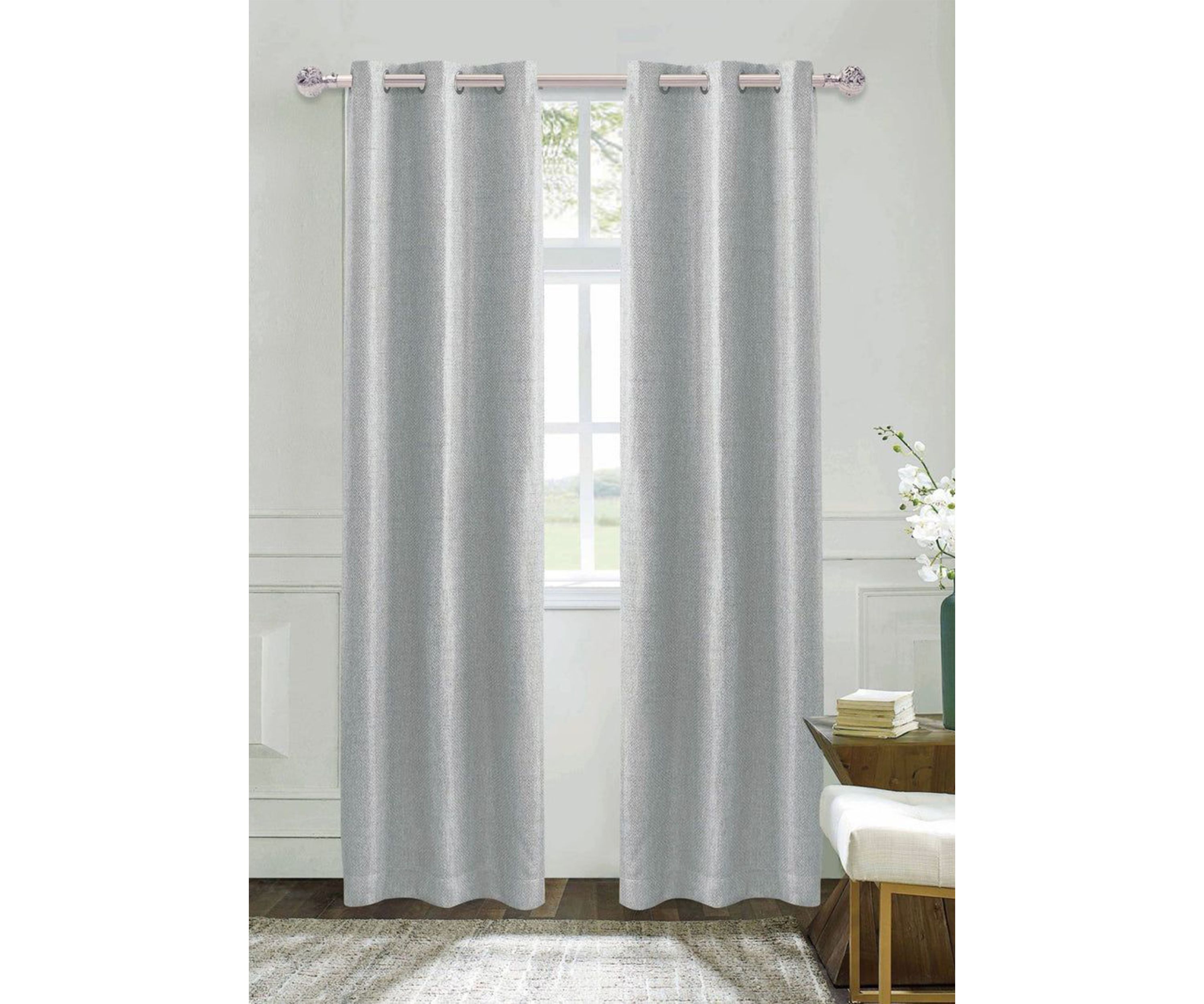 Boston Woven Herringbone Blackout Thermal Insulated Window Panel Pair