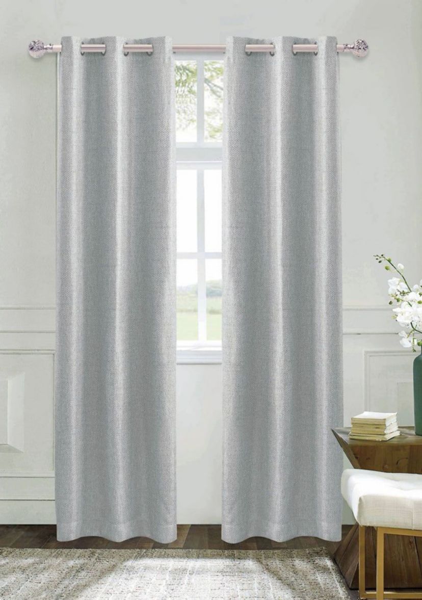 Boston Woven Herringbone Blackout Thermal Insulated Window Panel Pair