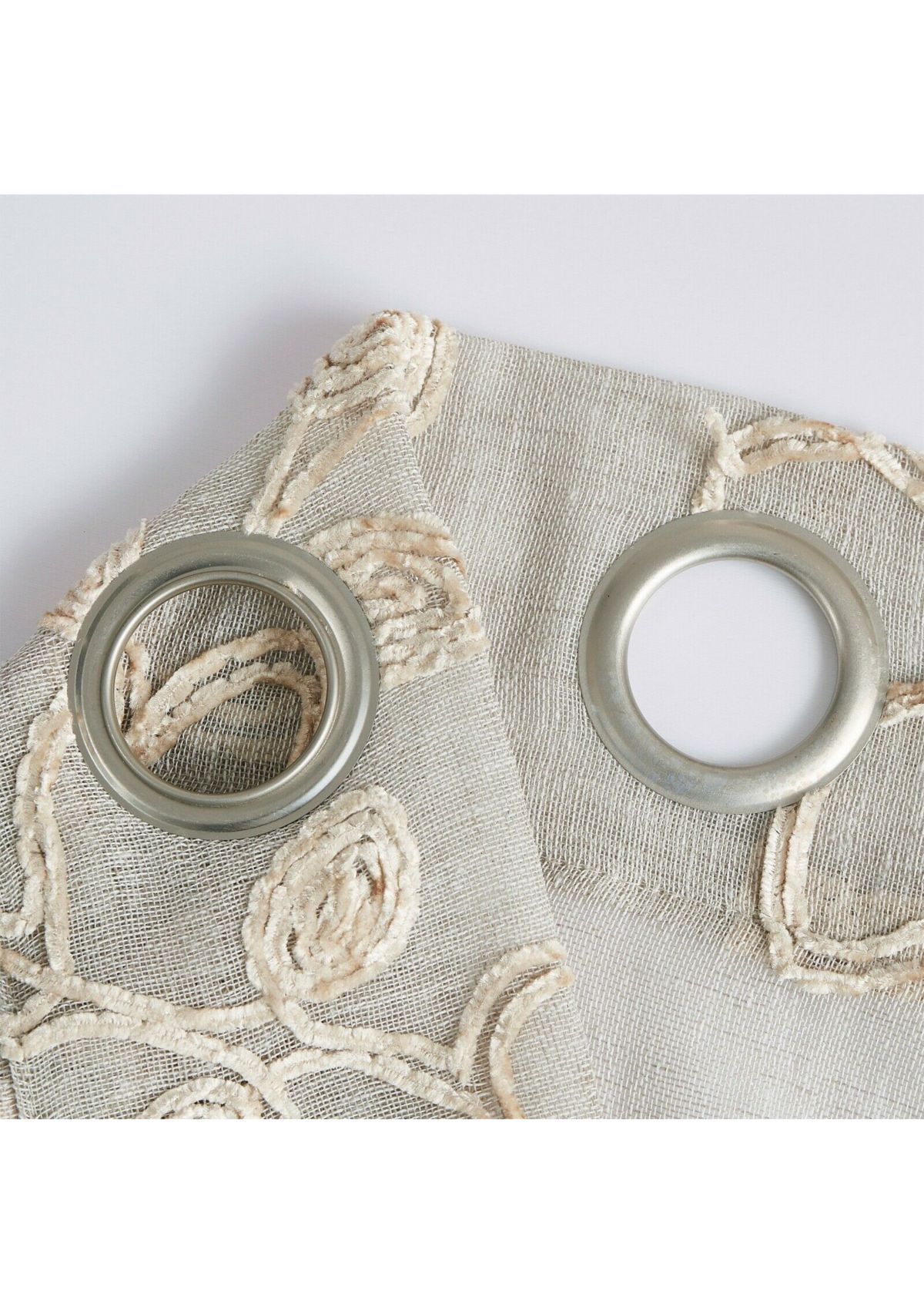 Rita Chenille Floral Embroidererd Linen Look Light Filtering Window Panel Pair