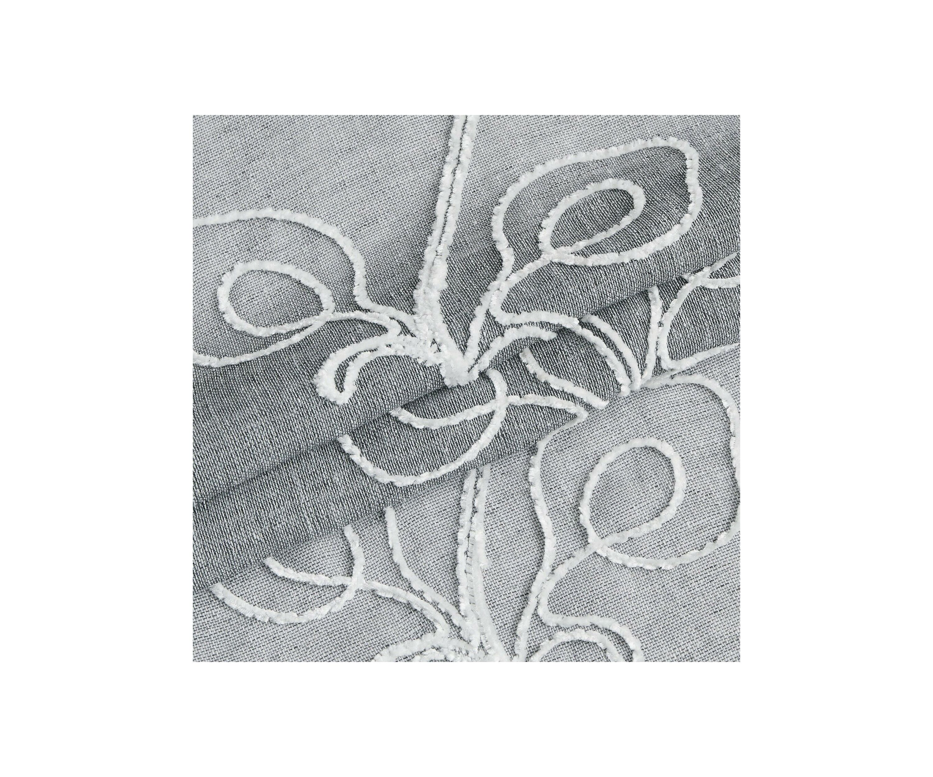 Stella Chenille Floral Embroidererd Linen Look Light Filtering Window Panel Pair