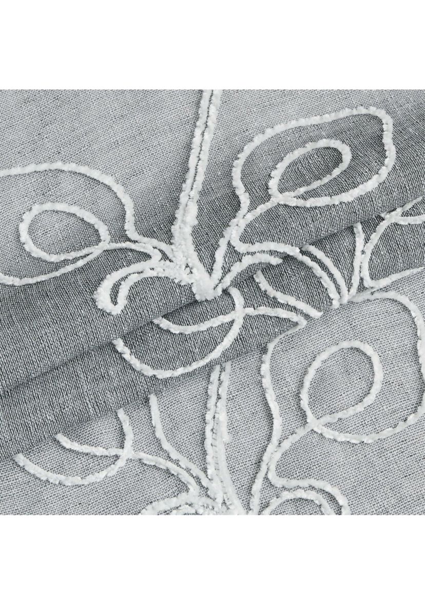 Stella Chenille Floral Embroidererd Linen Look Light Filtering Window Panel Pair