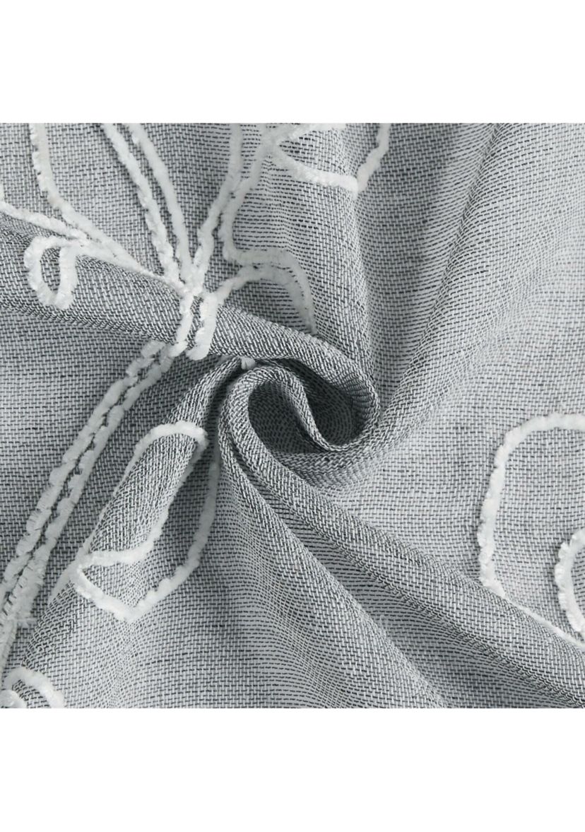 Stella Chenille Floral Embroidererd Linen Look Light Filtering Window Panel Pair