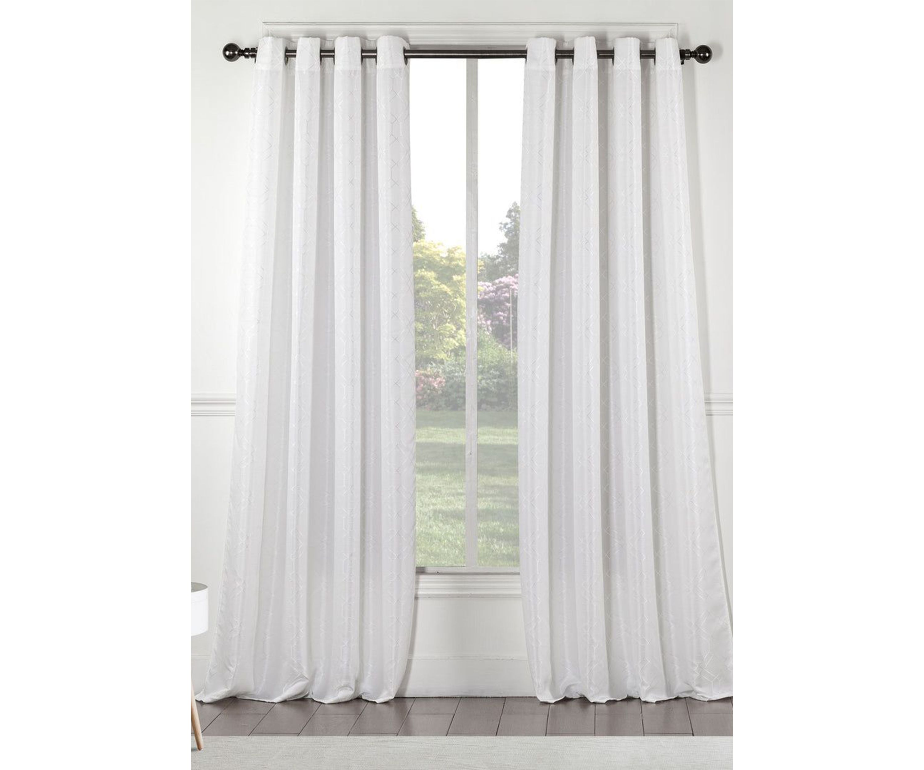 St.Pierre 3D Tonal Embroidered Room Darkening Single Window Panel