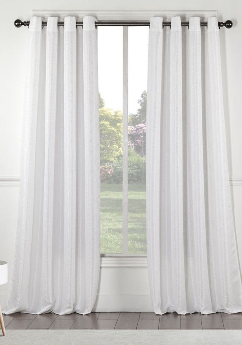 St.Pierre 3D Tonal Embroidered Room Darkening Single Window Panel