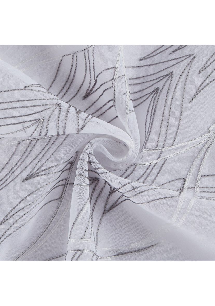 New Wave 3D Wave Embroidered Linen Look Light Filtering Window Panel Pair