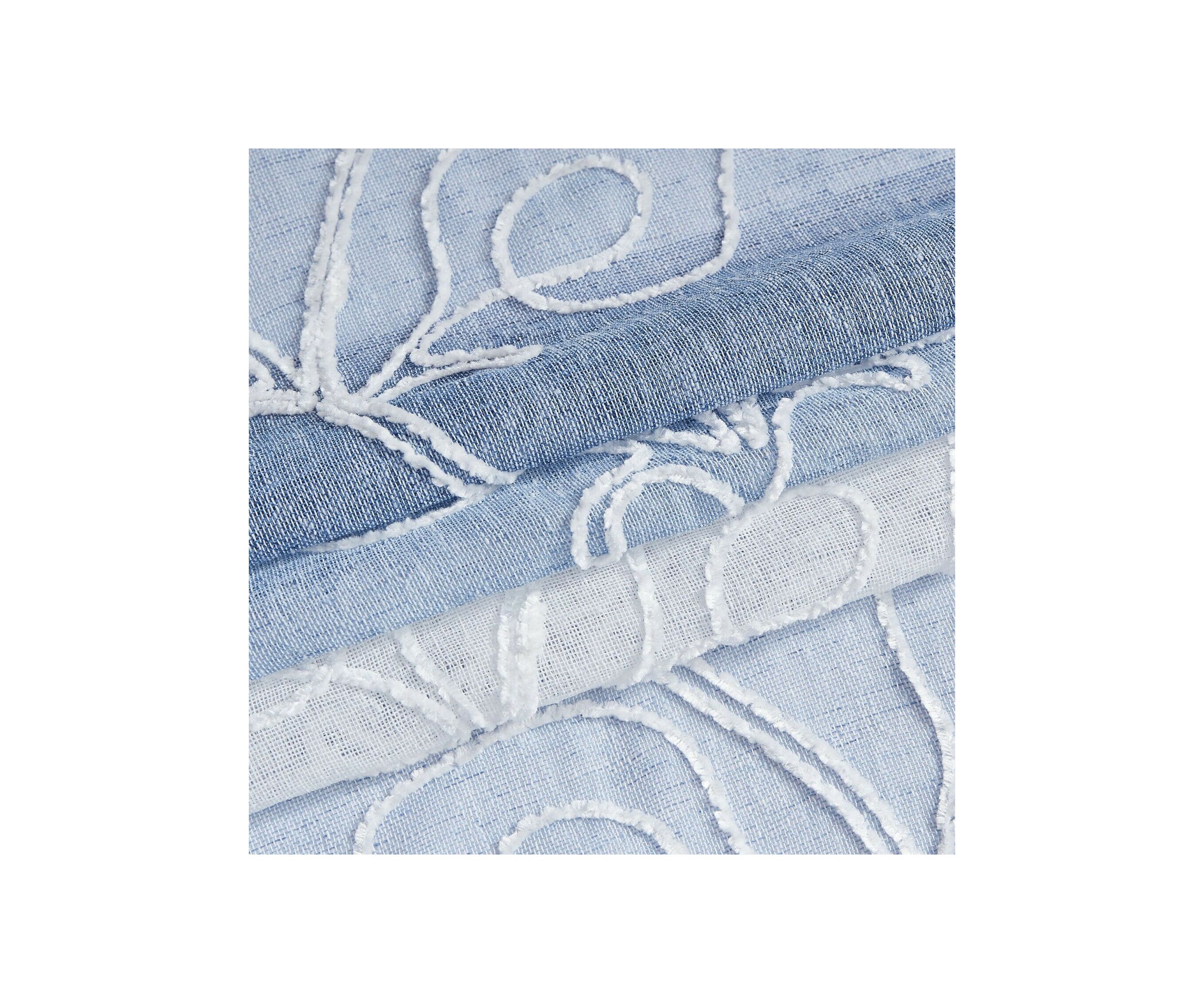 Silvia Ombre Striped Gradient Window Panel Pair With Floral Chenille Embroidery