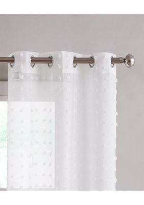 Snowball Linen Look Curtain Panel Pair With Cotton Like Puffs