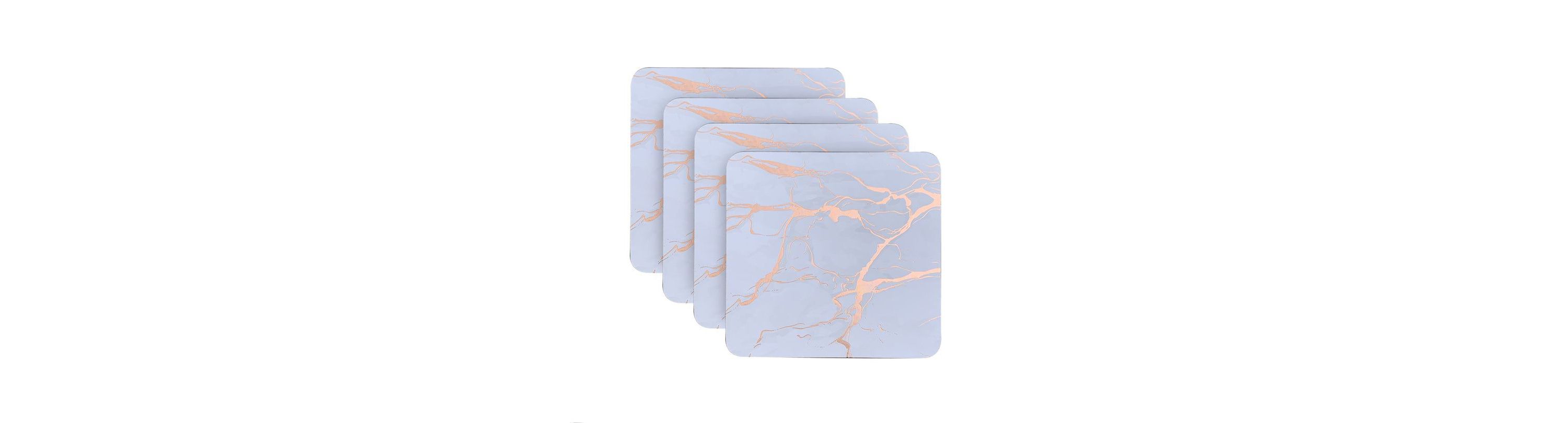 Marble Cork Foil Printed Marble Granite Designed Thick Cork Textured 4" x 4" Square Coaster Set of 4