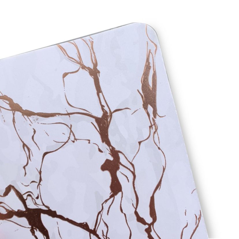 Marble Cork Foil Printed Marble Granite Designed Thick Cork Textured 4" x 4" Square Coaster Set of 4