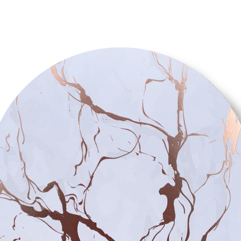 Marble Cork Foil Printed Marble Granite Designed Thick Cork Textured 4" x 4" Round Coaster Set of 4