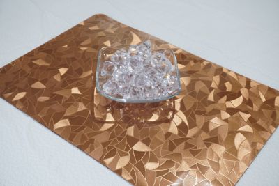 Metallic Leaf Vinyl Slash Look Textured Reversible 12" x 18" Rectangular Placemat Set of 2