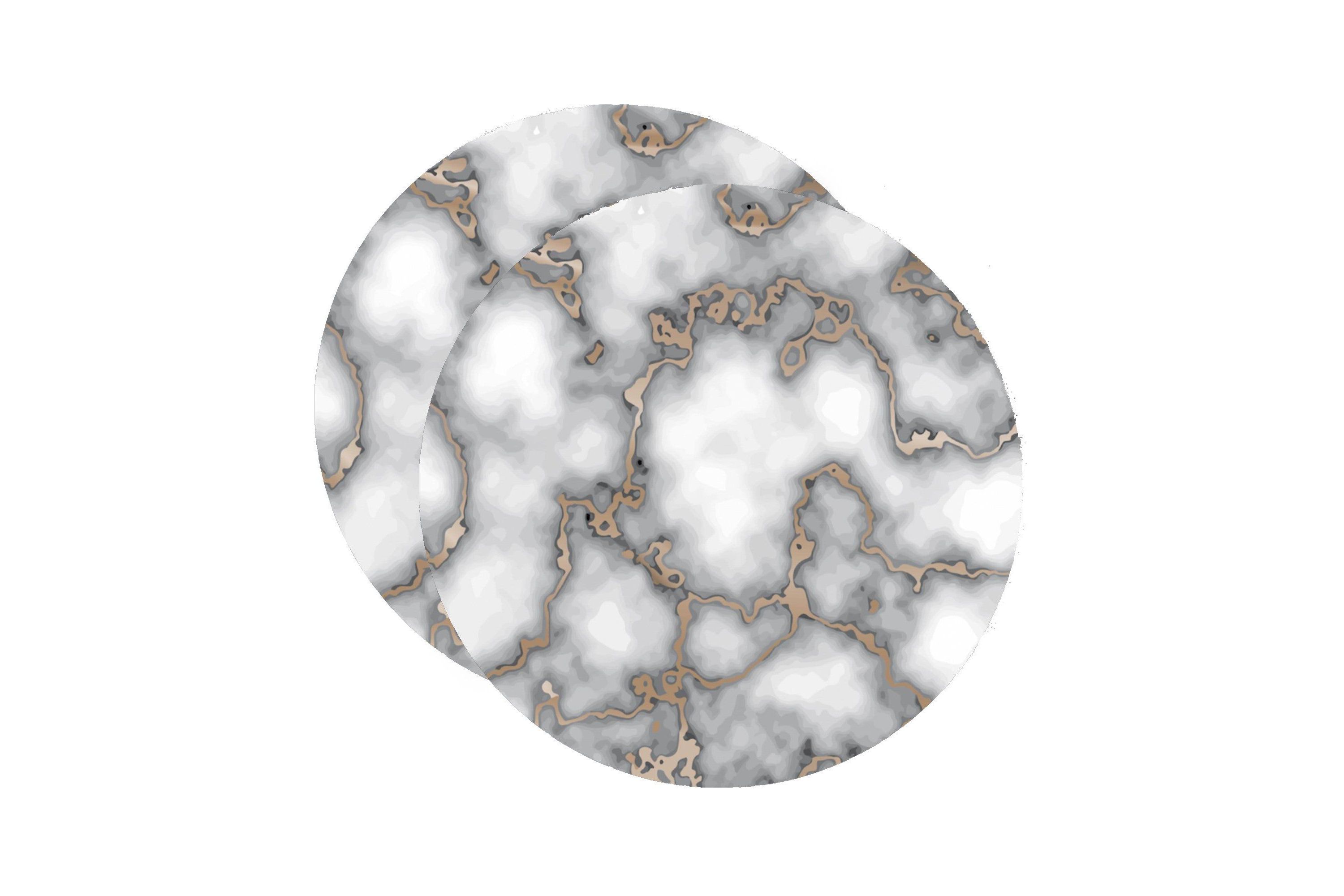 Marble Cork Foil Printed Marble Granite Designed Thick Cork Textured 15" x 15" Round Placemat Set of 2
