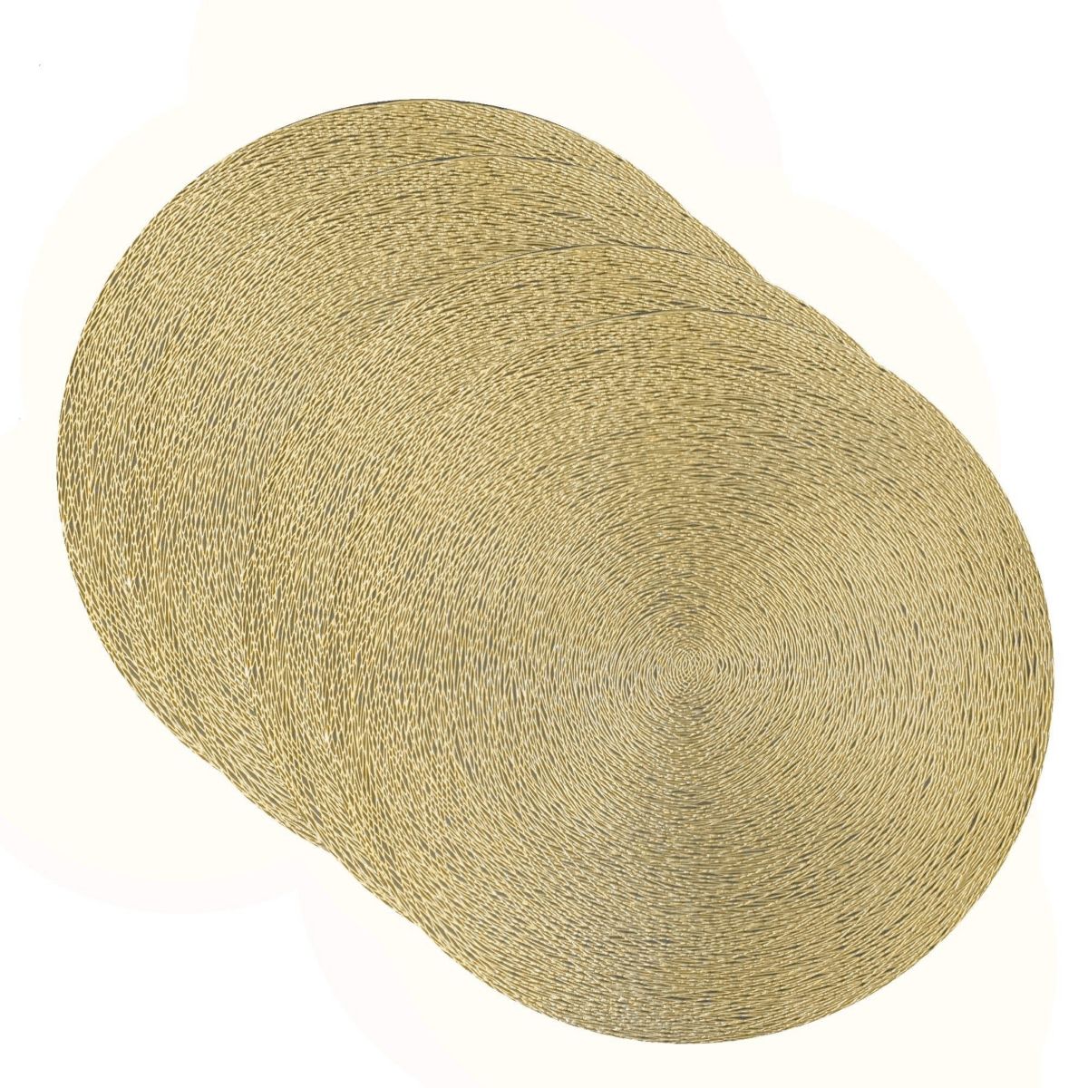 Regency Woven Metallic Lace Crossweave With a Tangled Metallic Lace Pattern Reversible 15" x 15" Round Placemat Set of 4