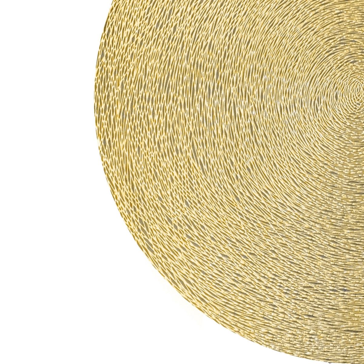 Regency Woven Metallic Lace Crossweave With a Tangled Metallic Lace Pattern Reversible 15" x 15" Round Placemat Set of 4