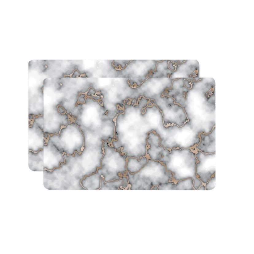 Marble Cork Foil Printed Marble Granite Designed Thick Cork Textured 12" x 18" Rectangular Placemat Set of 2