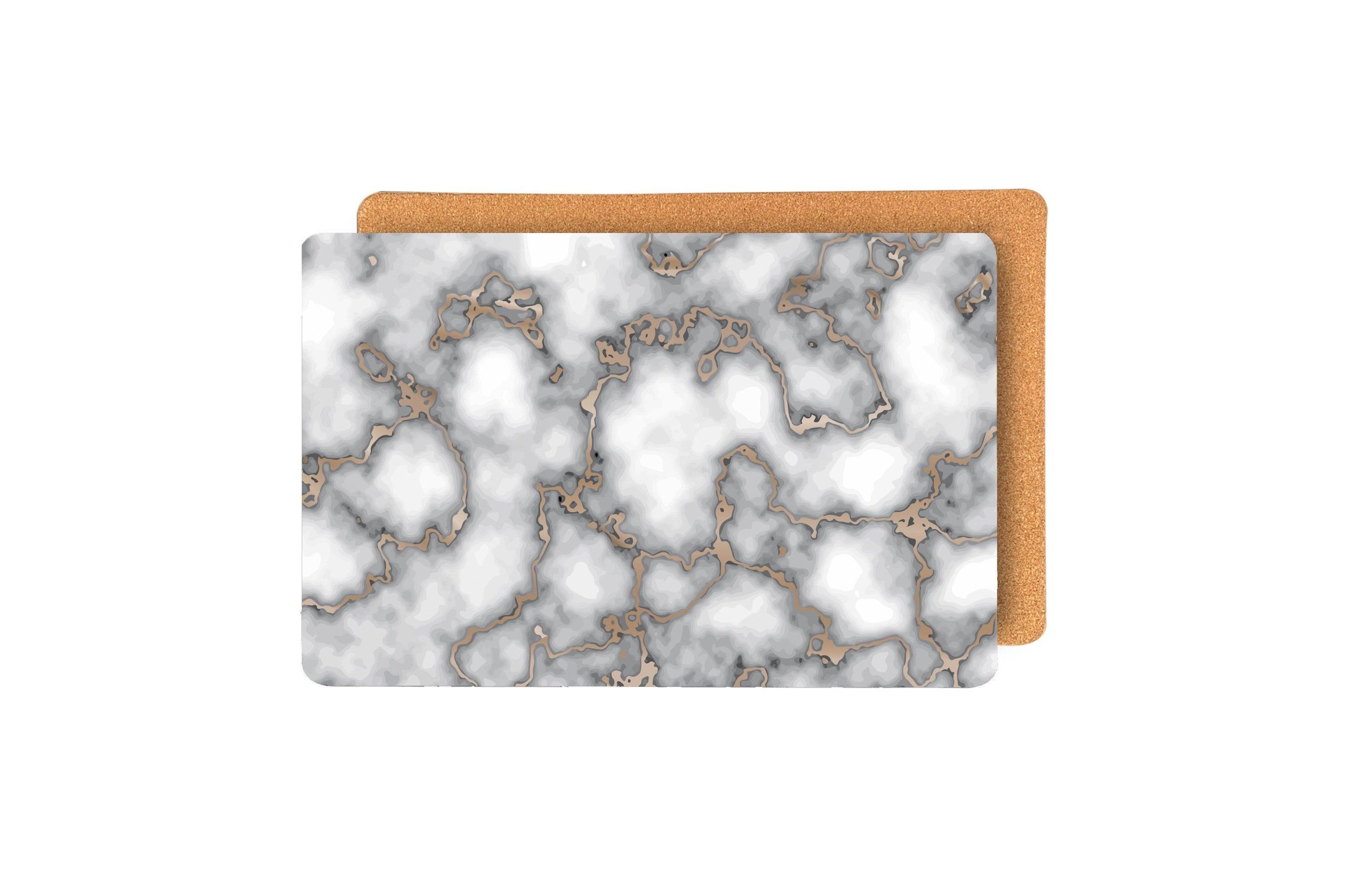 Marble Cork Foil Printed Marble Granite Designed Thick Cork Textured 12" x 18" Rectangular Placemat Set of 2