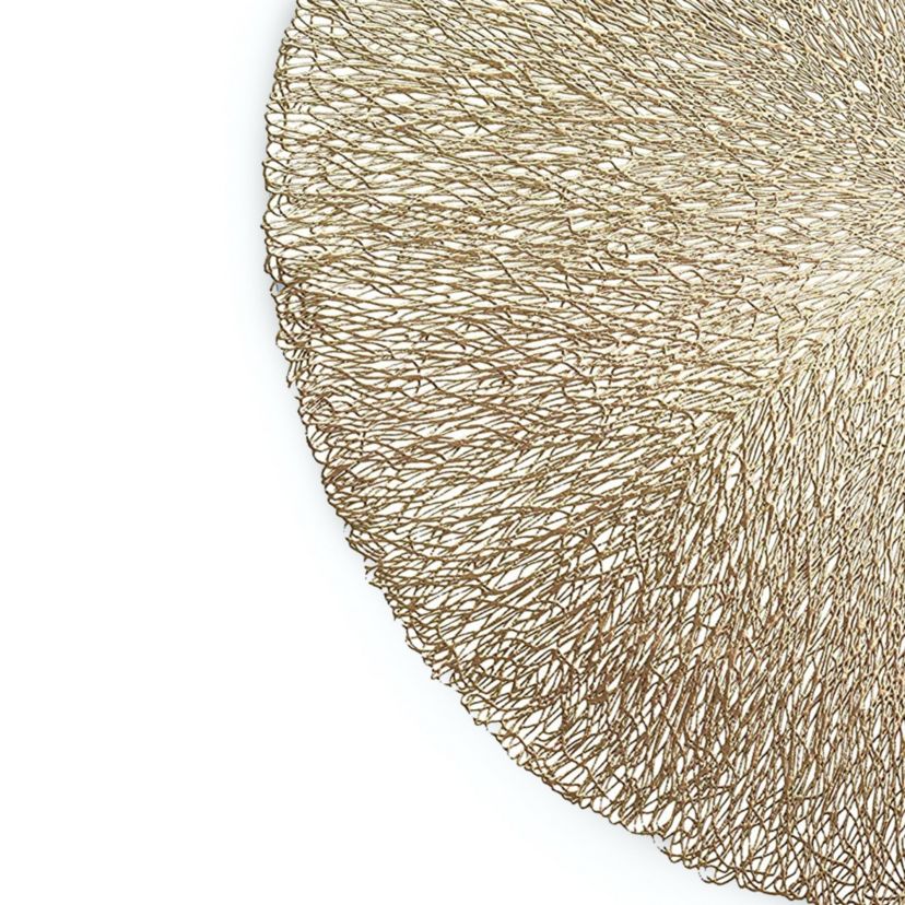 Royal Woven Metallic Lace Crossweave With a Tangled Metallic Lace Pattern Reversible 15" x 15" Round Placemat Set of 4