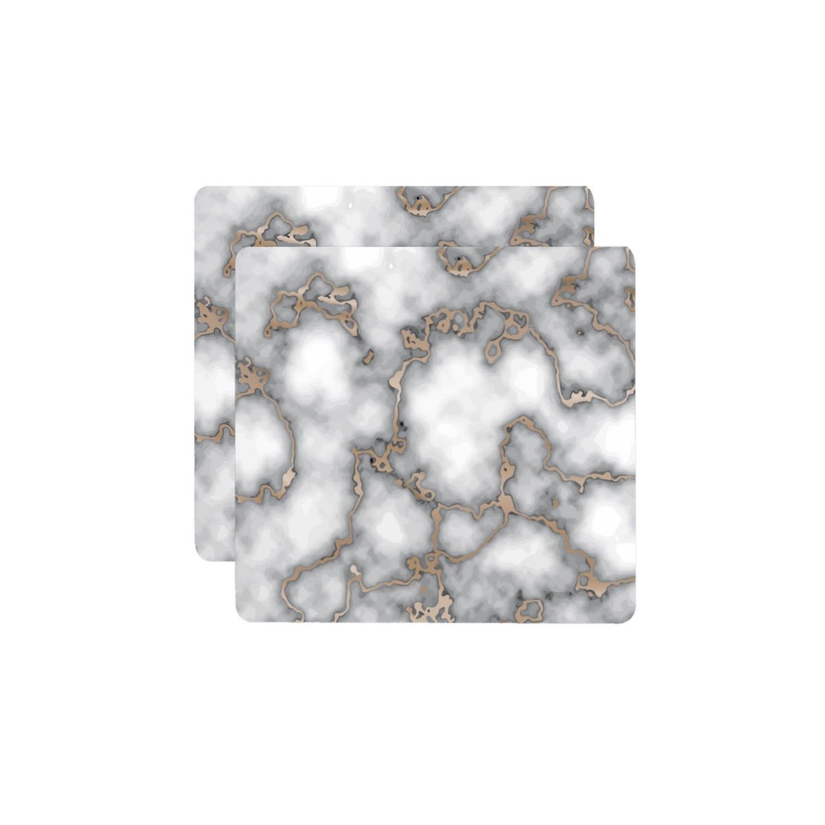 Marble Cork Foil Printed Marble Granite Designed Thick Cork Textured 15" x 15" Square Placemat Set of 2