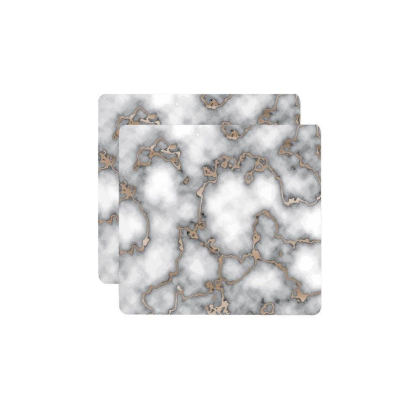 Marble Cork Foil Printed Marble Granite Designed Thick Cork Textured 15" x 15" Square Placemat Set of 2