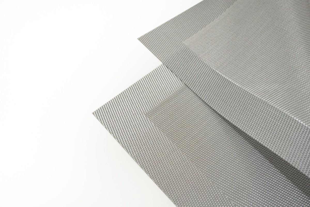 Napa Woven Textilene Crossweave With Solid Geometric Pattern Reversible 15" x 15" Square Placemat Set of 4