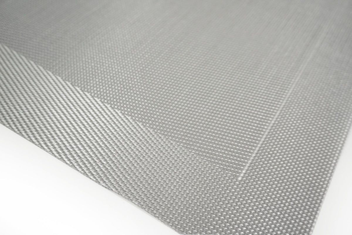 Napa Woven Textilene Crossweave With Solid Geometric Pattern Reversible 15" x 15" Square Placemat Set of 4