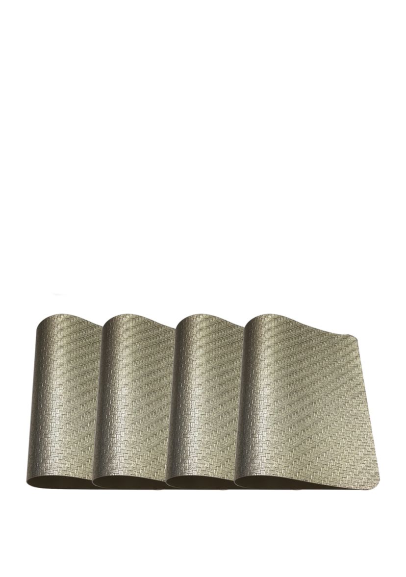 Set of 4 Cambria Metallic Textured Faux Leather Rectangular Placemats