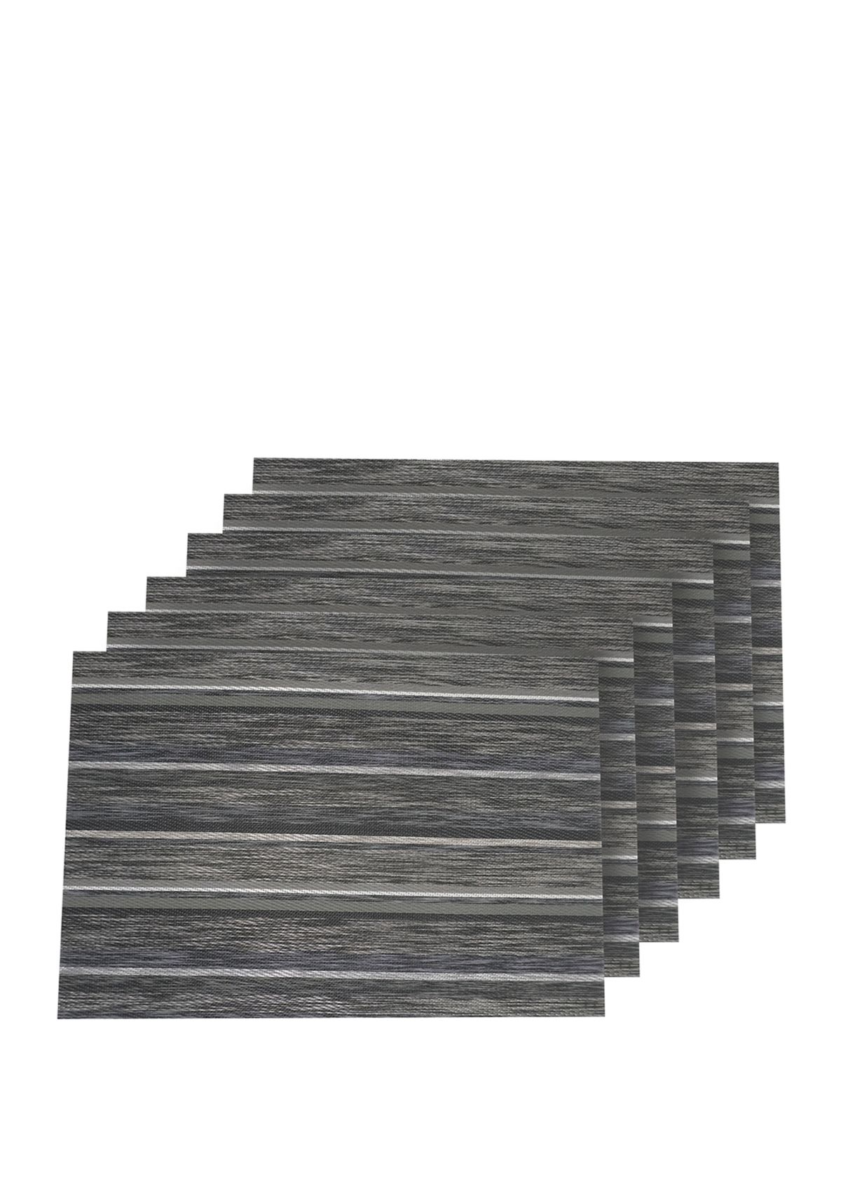 Multistripes Woven Textilene Reversible Rectangular Set of 6 Placemats