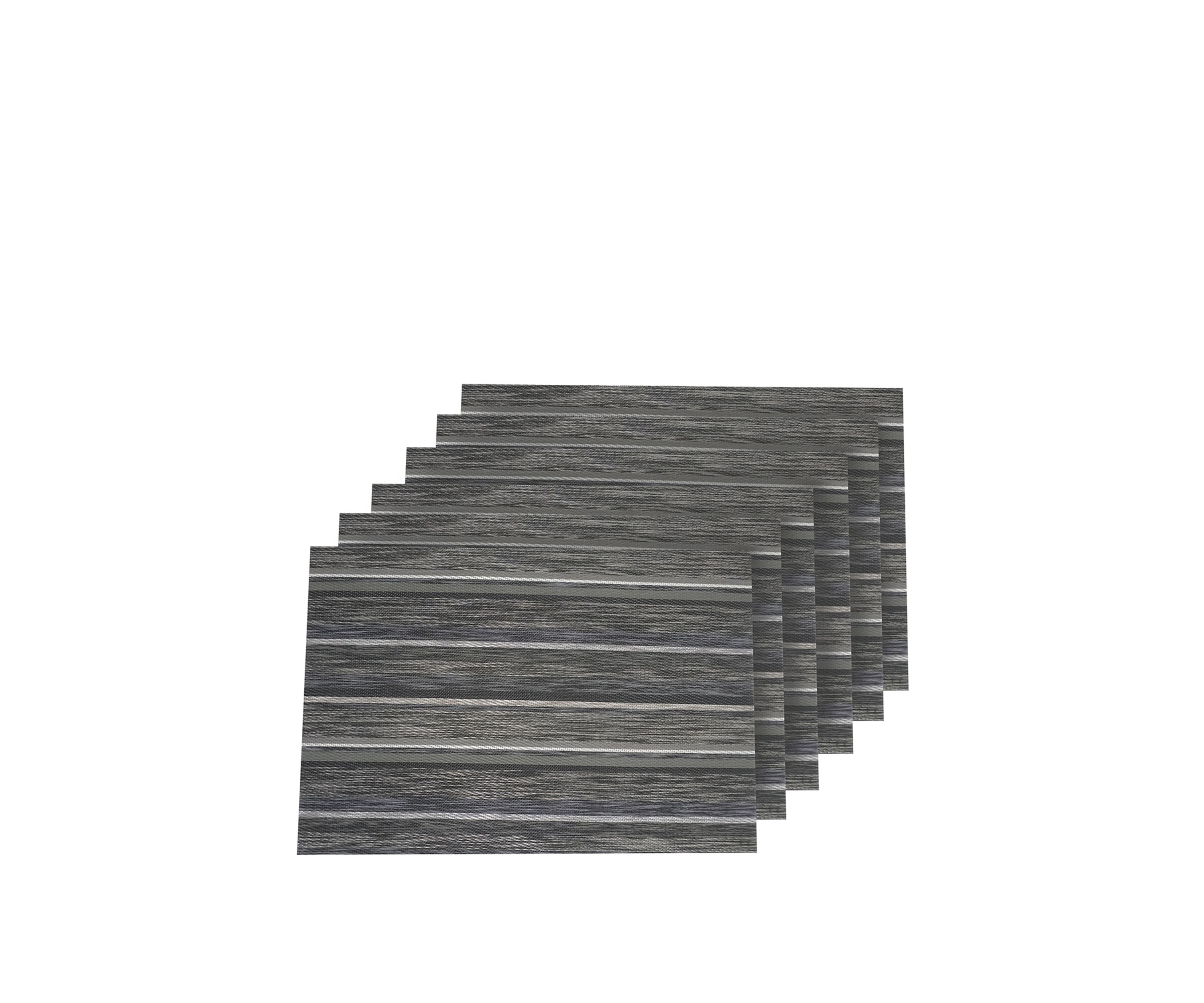 Multistripes Woven Textilene Reversible Rectangular Set of 6 Placemats