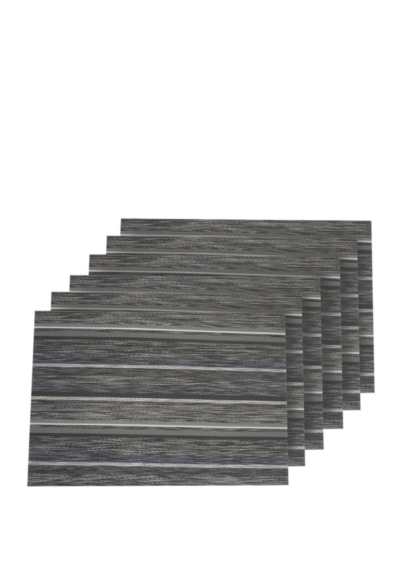 Multistripes Woven Textilene Reversible Rectangular Set of 6 Placemats