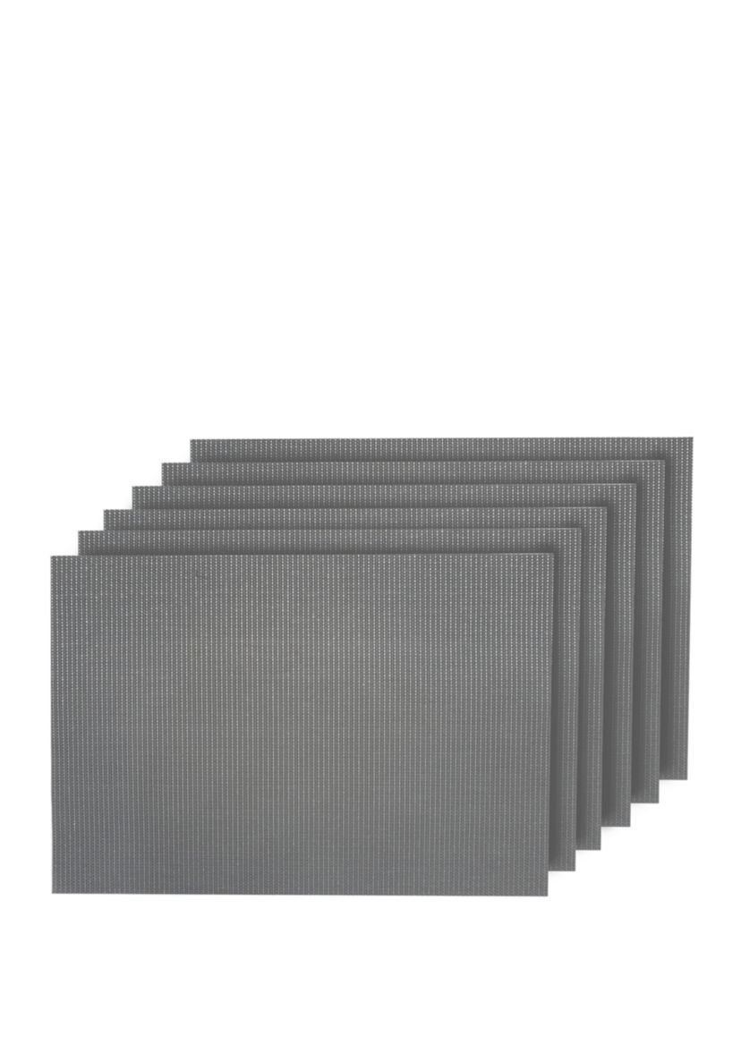 Natural Shimmer Woven Textilene Rectangular Set of 6 Placemats