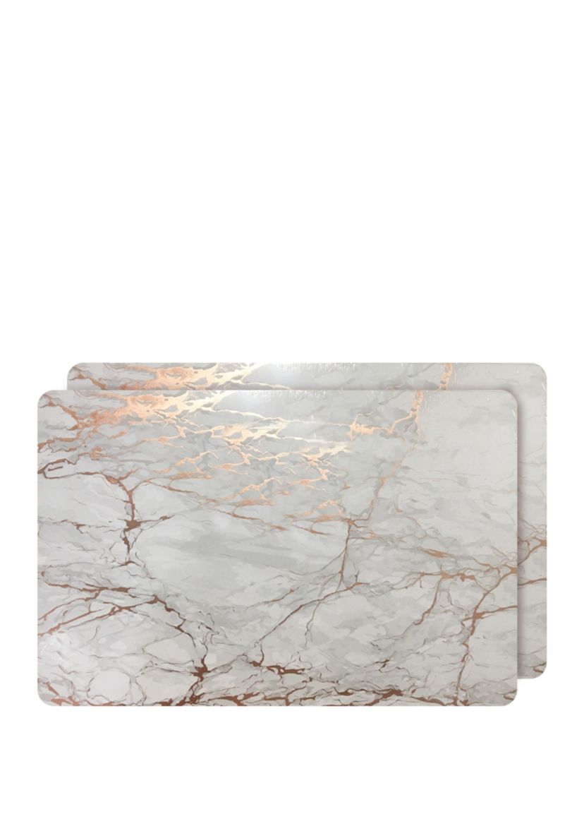 Marble Cork Foil Design Rectangle Set of 2 Placemats