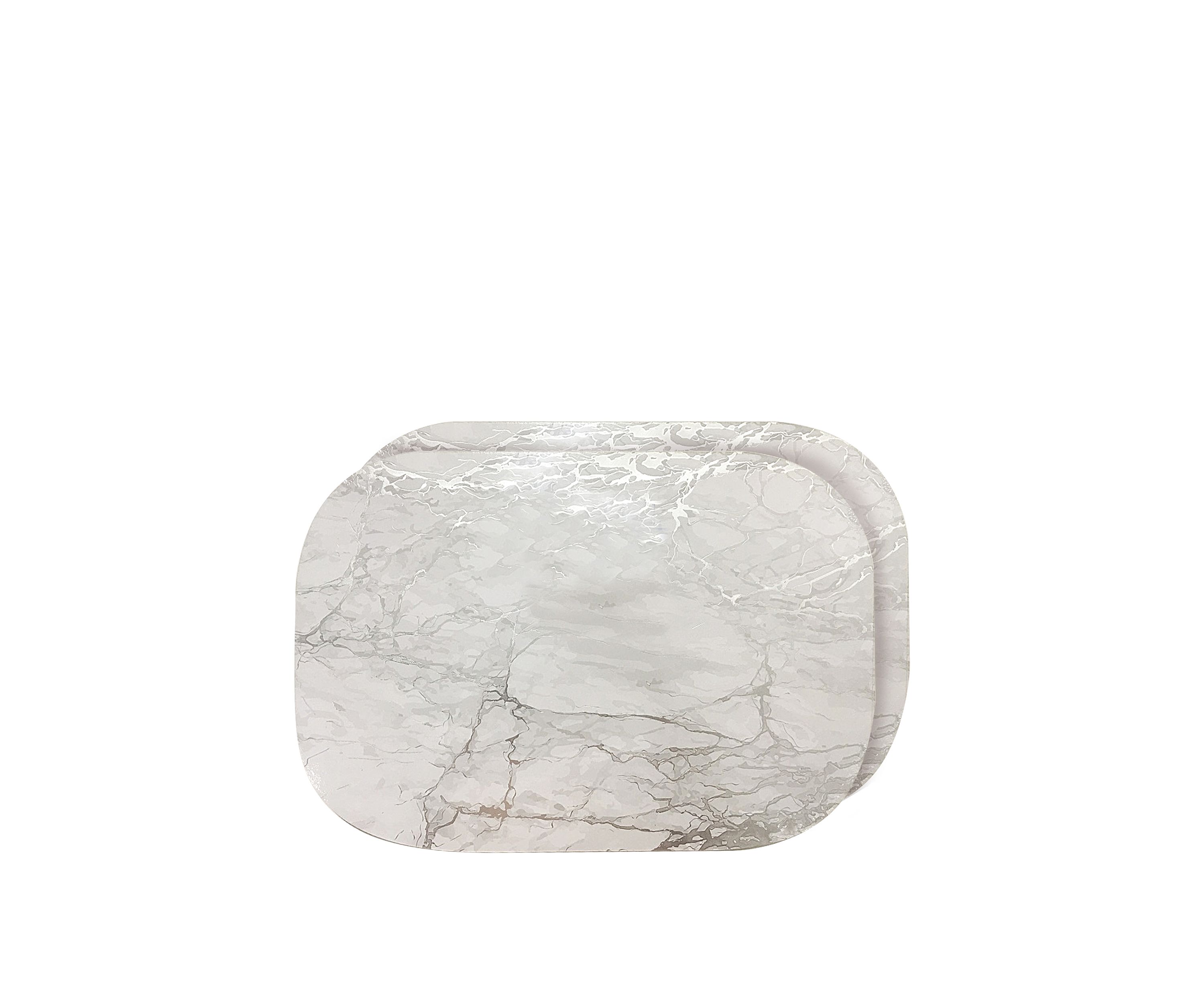 Marble Cork Foil Design Oval Set of 2 Placemats