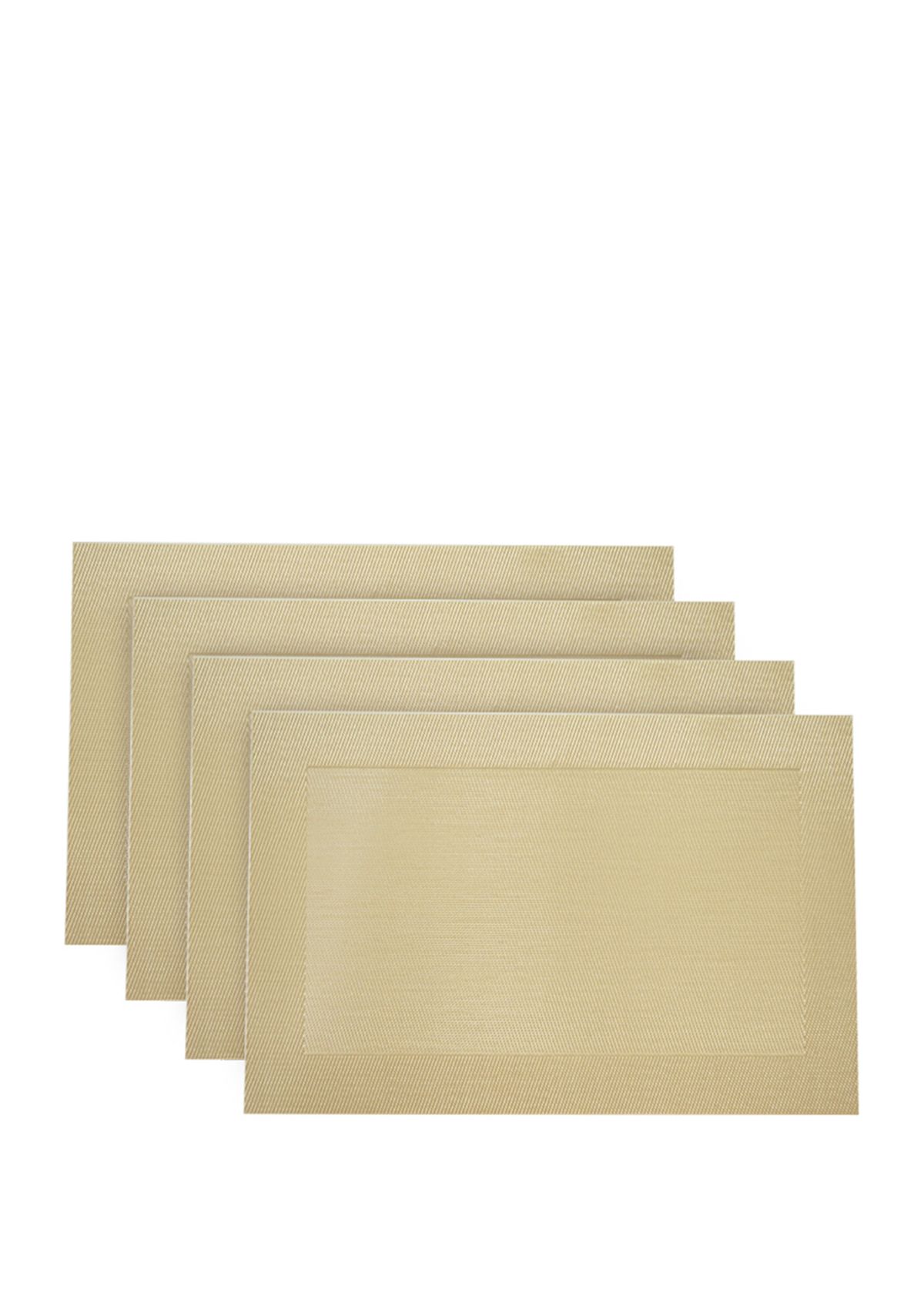 Napa Woven Textilene Crossweave With Solid Geometric Pattern Reversible 12" x 18" Rectangular Placemat Set of 4