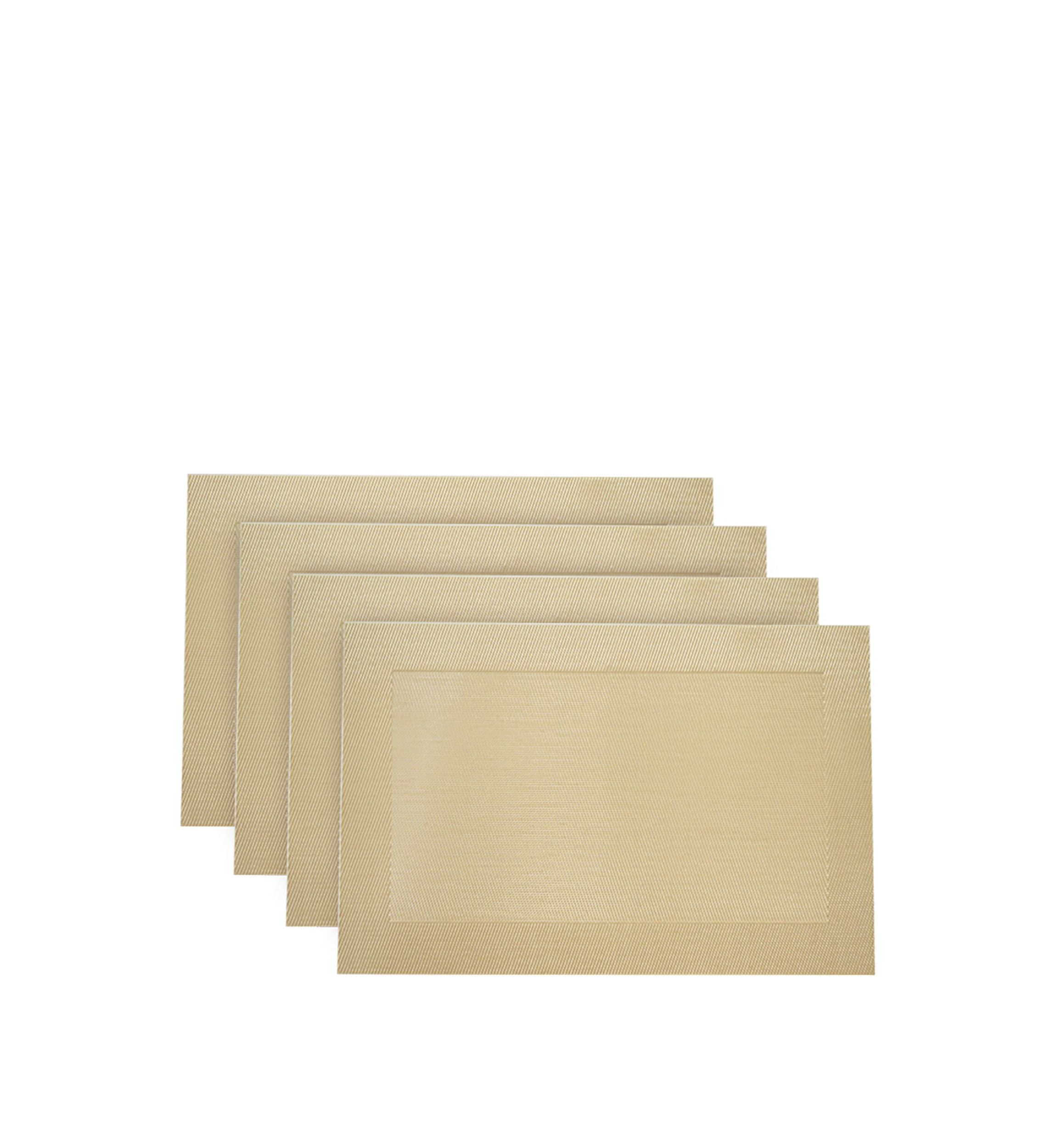 Napa Woven Textilene Crossweave With Solid Geometric Pattern Reversible 12" x 18" Rectangular Placemat Set of 4