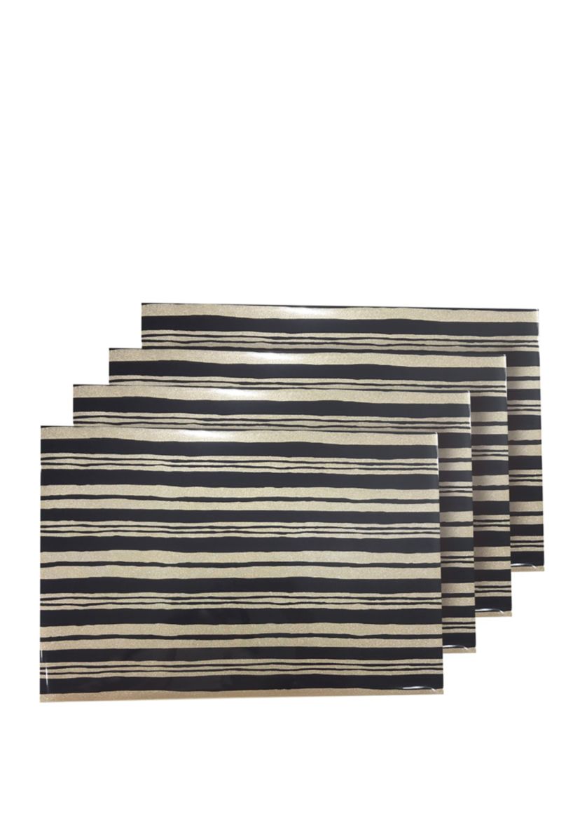 Jagged Reversible Metallic Printed Set of 4 Placemats