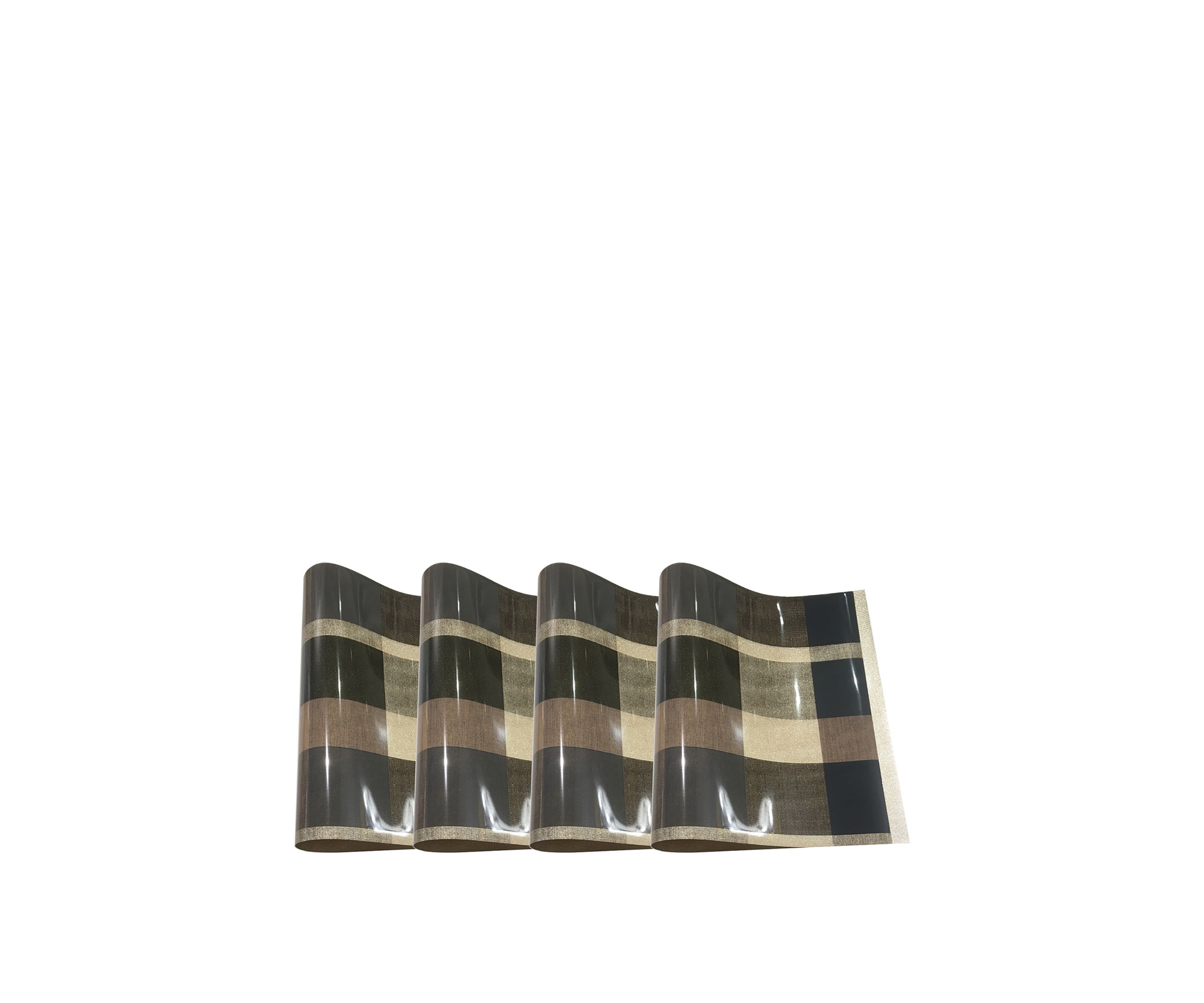 Plaid Reversible Metallic Printed Set of 4 Placemats
