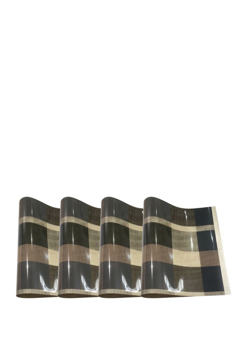 Plaid Reversible Metallic Printed Set of 4 Placemats