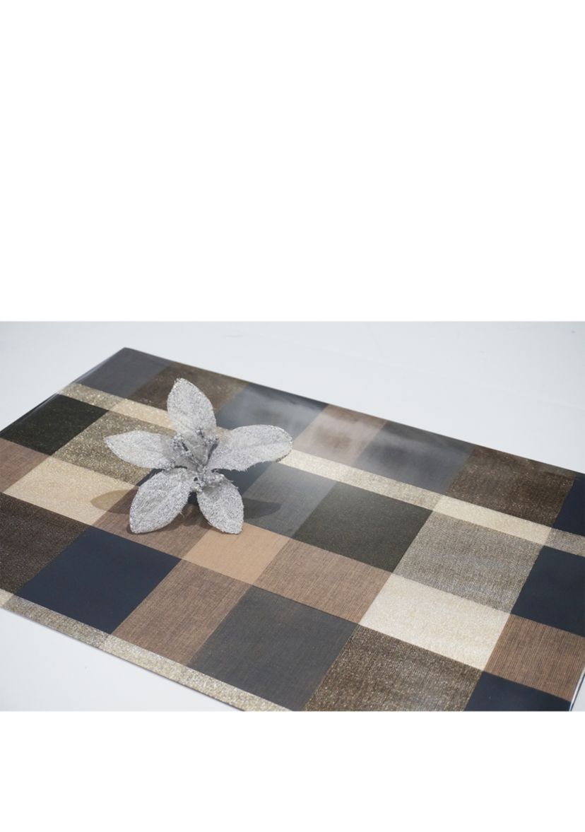 Plaid Reversible Metallic Printed Set of 4 Placemats